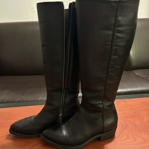 Black Leather Knee-High Boots